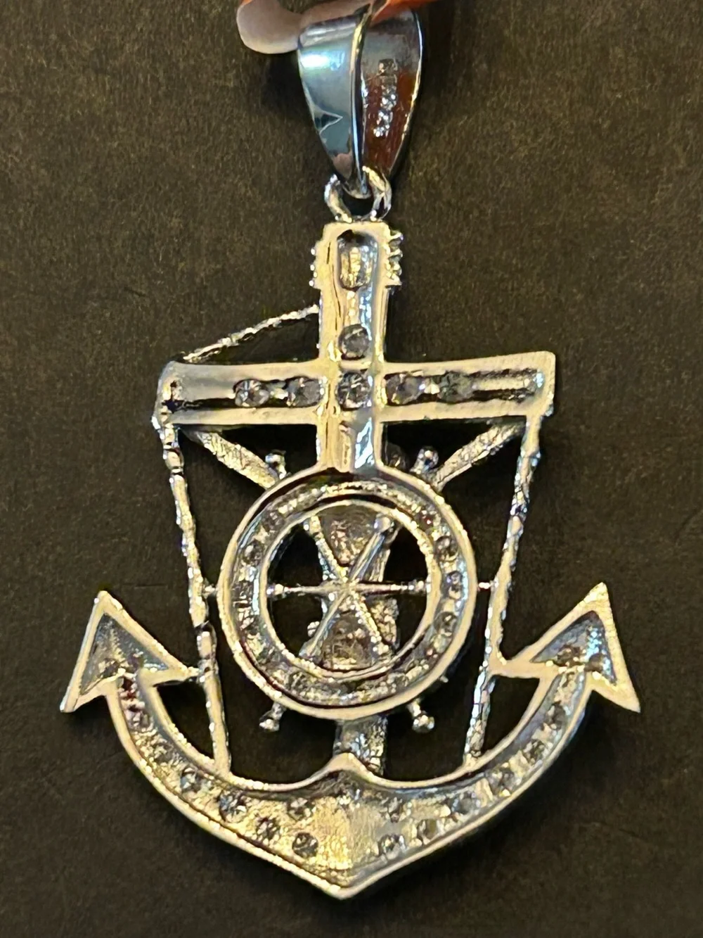 Men’s 925 SSilver Anchor & Crucifix Pendant Necklace w/ 1.50 CTW 💎Moissanite